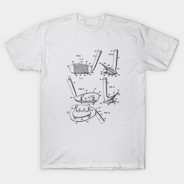 Golf Club Vintage Patent Hand Drawing T-Shirt by TheYoungDesigns